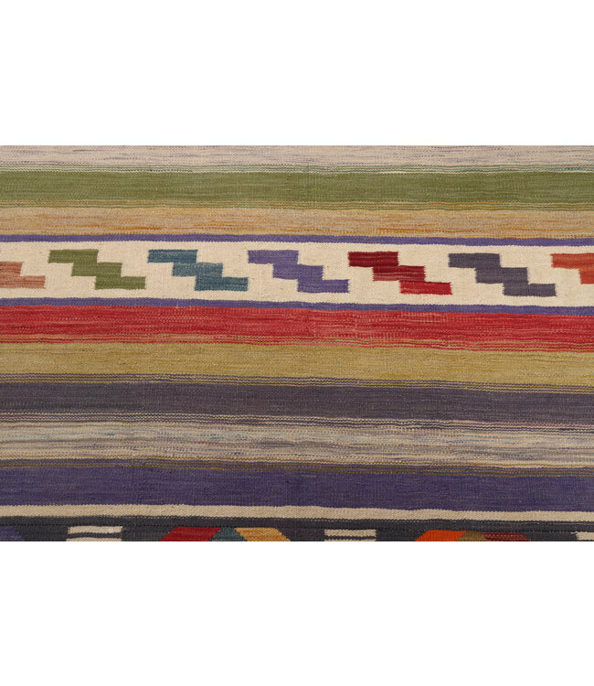 200x144  cm Handgewebter Moderner  Woll-Kelim-Teppich