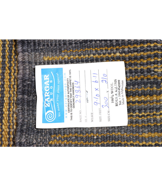 300x210  cm Handwoven Modern Orange Wool Kilim Rug