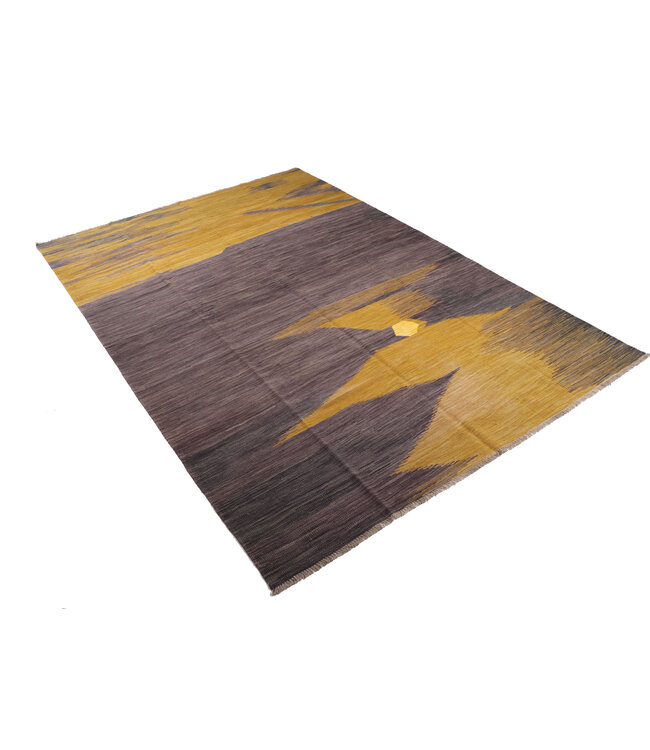 300x210  cm Handwoven Modern Orange Wool Kilim Rug