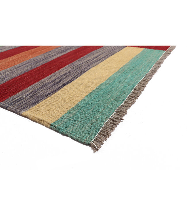 250x179 cm Handwoven Modern Orange Wool Kilim Rug