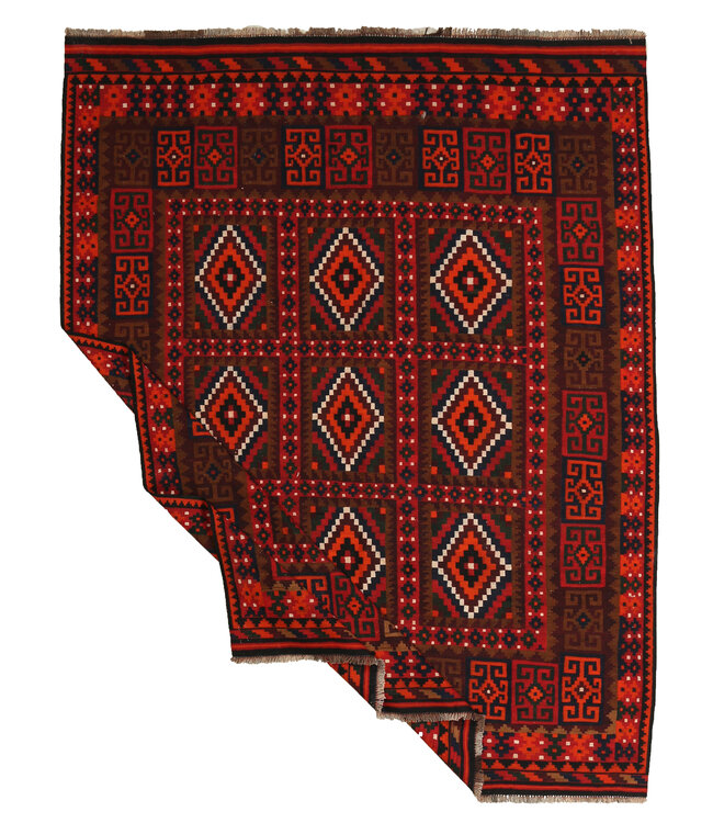 Maimana Handgewebte Orientalisch  Kelim  Wolle Teppich  Kelim 306x234 cm