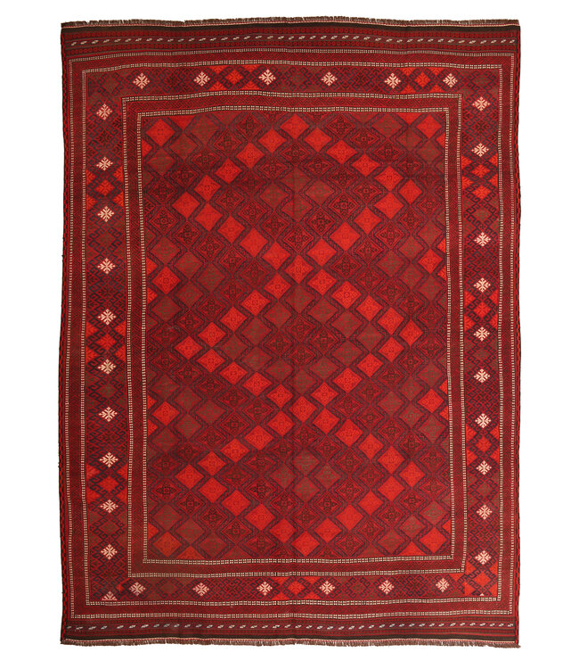 Maimana Handgewebte Orientalisch  Kelim  Wolle Teppich  Kelim 395x278cm