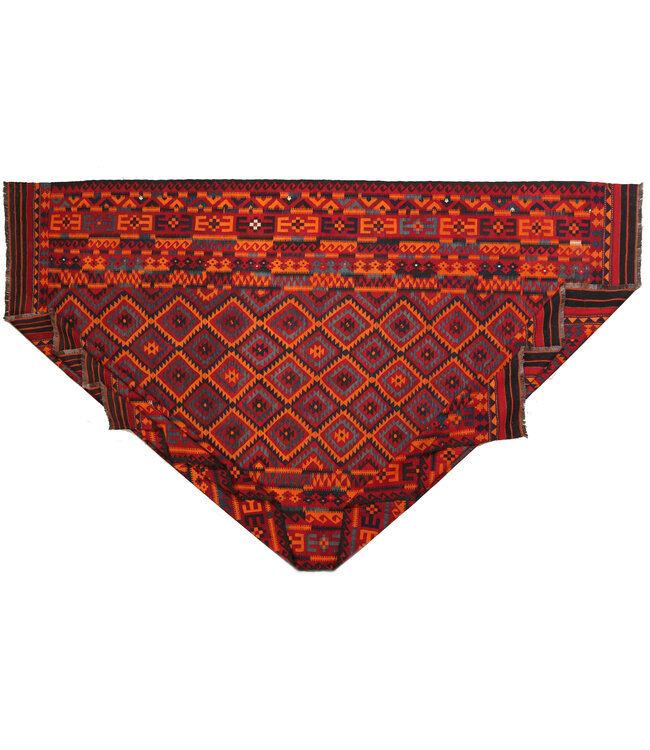 Maimana Handgemaakt Oosters Kelim Wol Vloerkleed  kelim 466x274cm