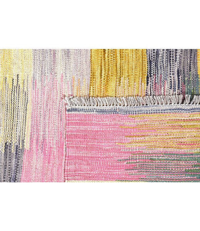 248x176 cm Handwoven Modern Orange Wool Kilim Rug