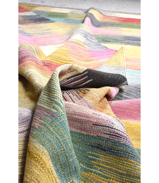 248x176 cm Handwoven Modern Orange Wool Kilim Rug