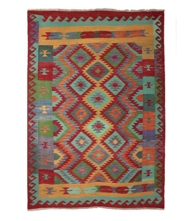 238x170 cm Handgewebter Traditioneller Kelim Teppich Woll