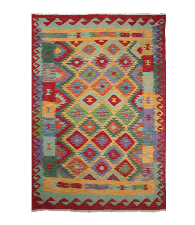 241x172  cm Handwoven Traditional Kelim Area Rug Wool Carpet