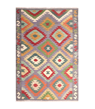 Kelimshop 177x123 cm Handgewebter Traditioneller Kelim Teppich Woll