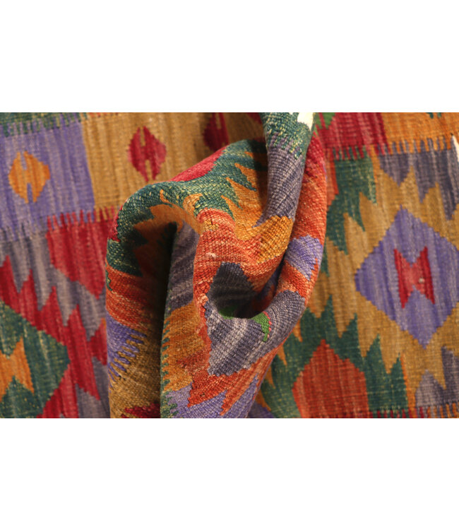 Handgeweven Kelim Loper 295x82 cm Wol Vloerkleed Tapijt