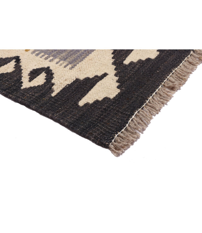 Handgeweven Kelim Loper 295x87 cm Wol Vloerkleed Tapijt