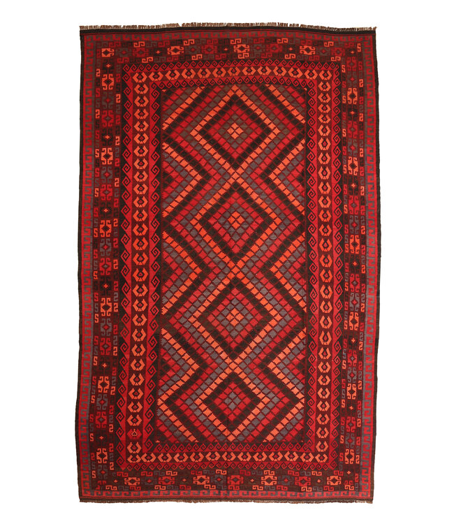 Maimana Handgemaakt Oosters Kelim Wol Vloerkleed  kelim 393x240cm