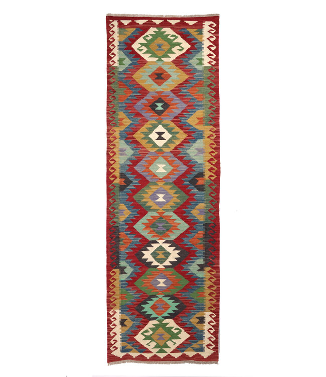 Handgewebter Kelim Läufer 300x85 cm Wollteppich