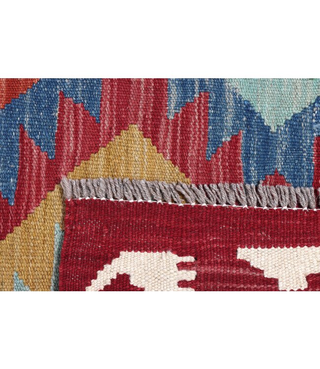 Handgeweven Kelim Loper 300x85 cm Wol Vloerkleed Tapijt