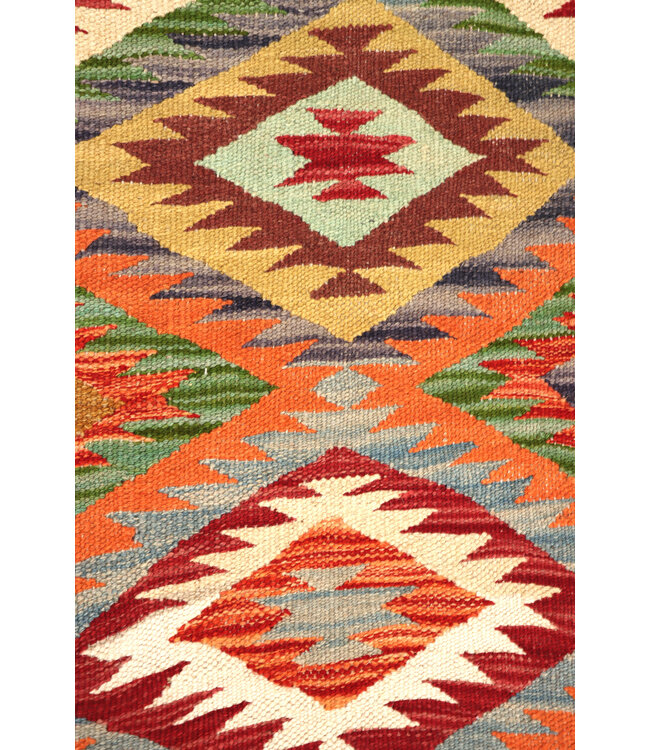 Handgewebter Kelim Läufer 291x88 cm Wollteppich