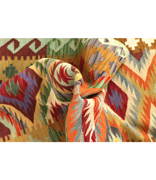 Handgewebter Kelim Läufer 291x88 cm Wollteppich