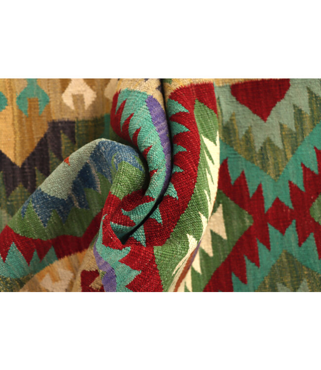 Handgewebter Kelim Läufer 303x80 cm Wollteppich