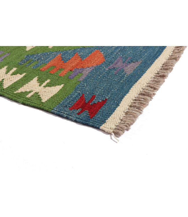 Handgewebter Kelim Läufer 200x65 cm Wollteppich