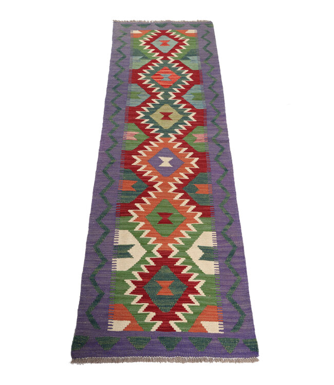 Handgewebter Kelim Läufer 198x61 cm Wollteppich