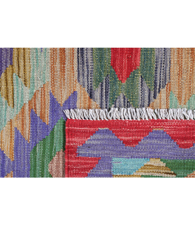 Handgeweven Kelim Loper 183x67 cm Wol Vloerkleed Tapijt