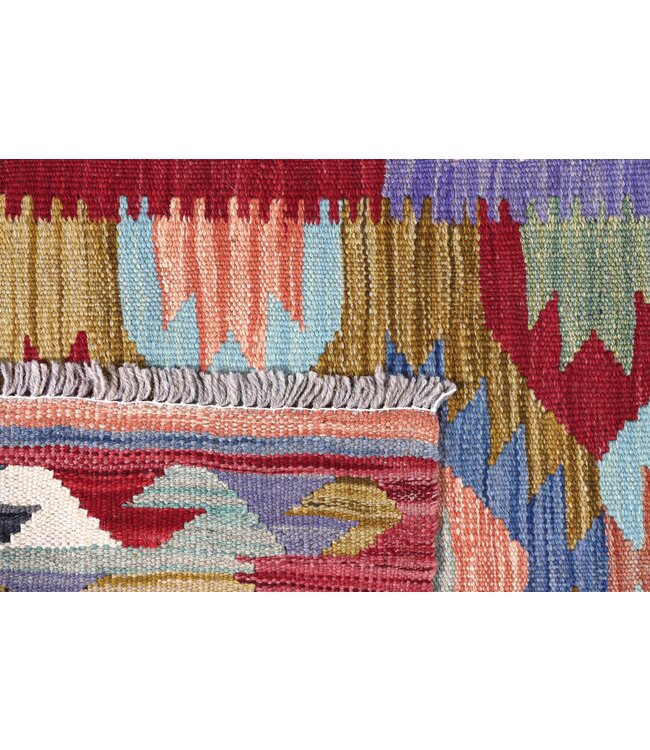 Handgeweven Kelim Loper 186x66 cm Wol Vloerkleed Tapijt