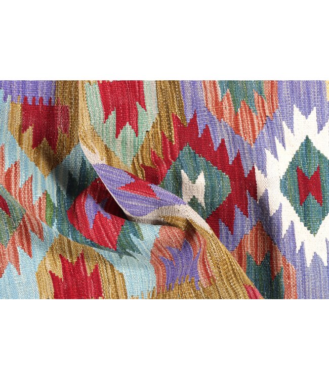 Handgewebter Kelim Läufer 186x66 cm Wollteppich