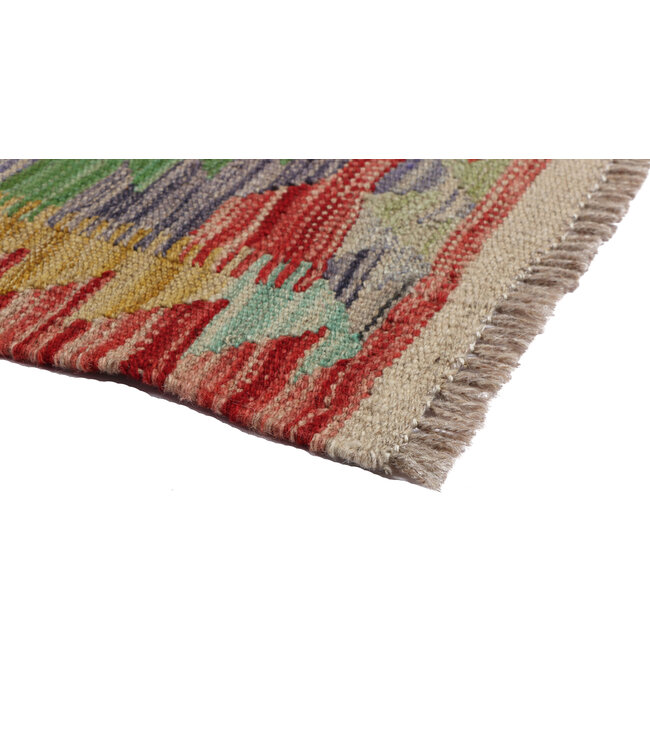 Handgeweven Kelim Loper 211x71 cm Wol Vloerkleed Tapijt