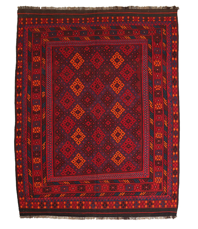 Maimana Handgemaakt Oosters Kelim Wol Vloerkleed  kelim  305x229cm