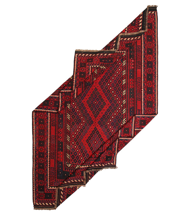 Maimana Handgemaakt Oosters Kelim Wol Vloerkleed  kelim  389x236cm