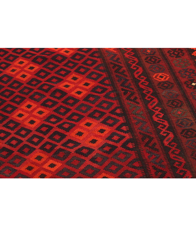 Maimana Handgemaakt Oosters Kelim Wol Vloerkleed  kelim 303x254cm