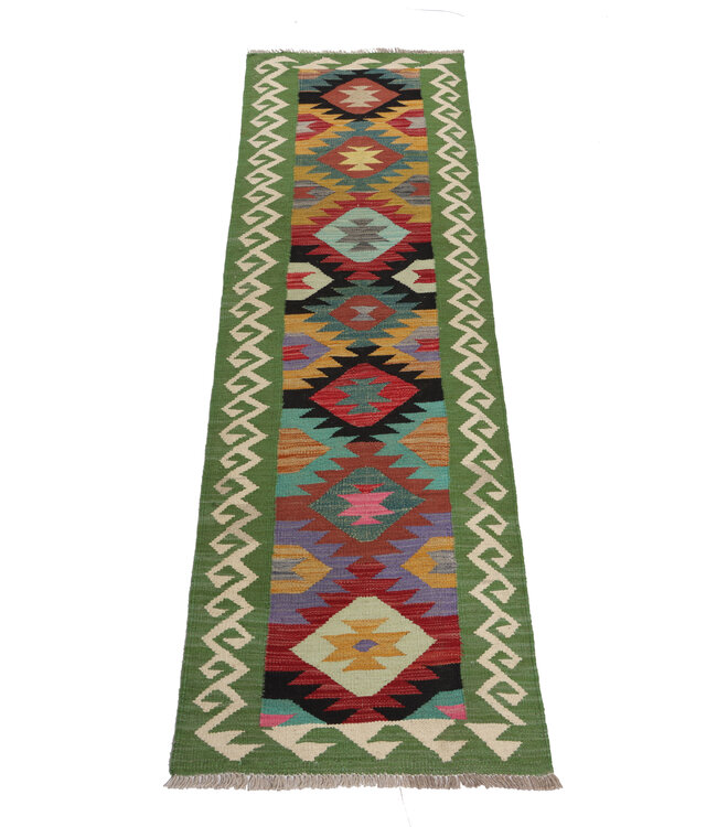 Handgewebter Kelim Läufer 213x62 cm Wollteppich