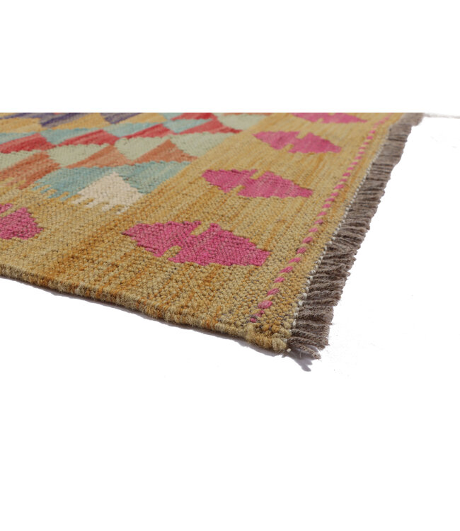 Handgewebter Kelim Läufer 205x67  cm Wollteppich