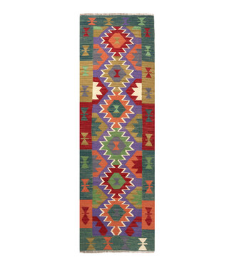 Kelimshop Handgewebter Kelim Läufer 197x62 cm  Wollteppich