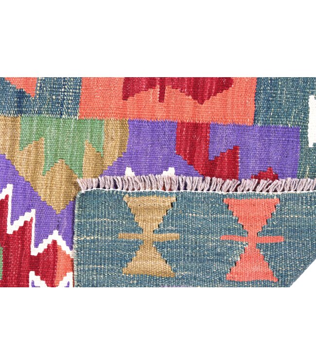 Handgewebter Kelim Läufer 197x62 cm Wollteppich