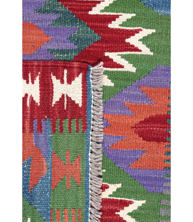 Handgewebter Kelim Läufer 202x65 cm Wollteppich