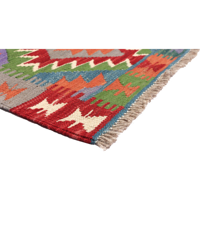 Handgeweven Kelim Loper 202x65 cm Wol Vloerkleed Tapijt