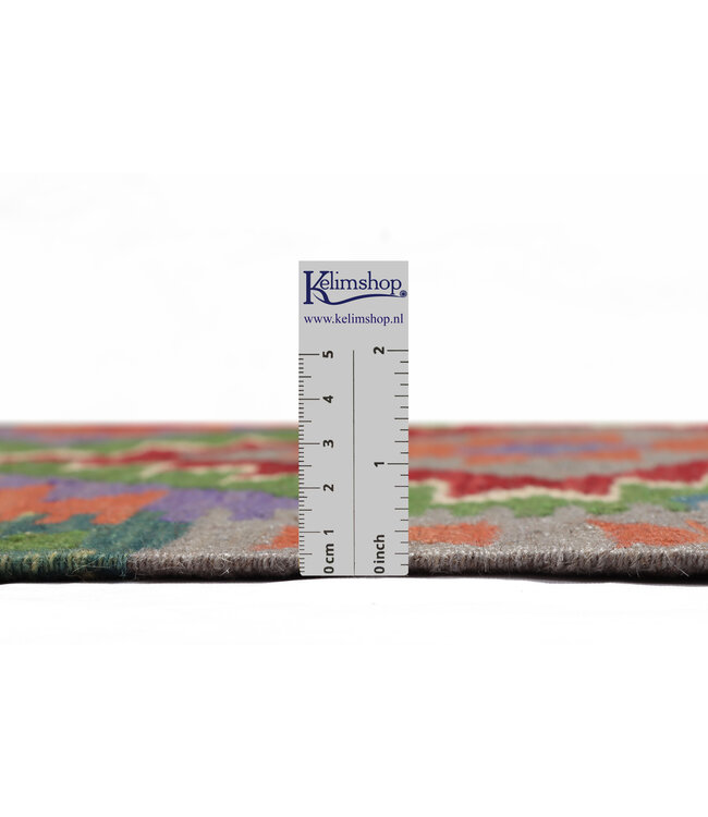 Handgeweven Kelim Loper 202x65 cm Wol Vloerkleed Tapijt