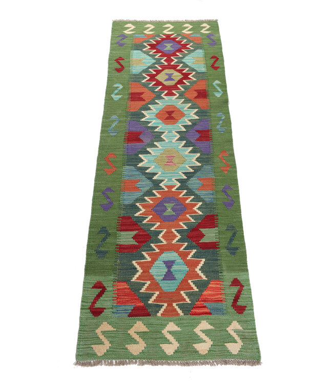 Handgewebter Kelim Läufer 195x61 cm Wollteppich