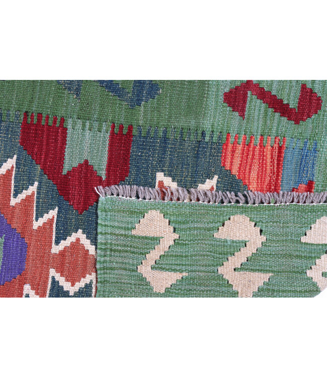 Handgewebter Kelim Läufer 195x61 cm Wollteppich