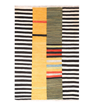 Kelimshop 185x128 cm Handgewebter Moderner  Woll-Kelim-Teppich