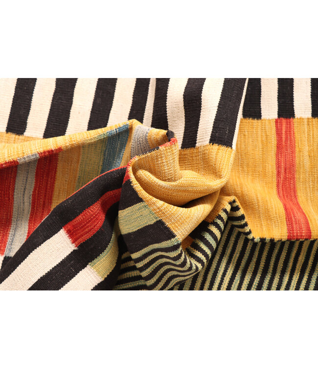 185x128 cm Handwoven Modern Orange Wool Kilim Rug