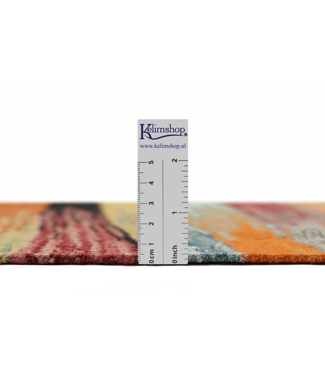 237x174 cm Handwoven Modern Orange Wool Kilim Rug