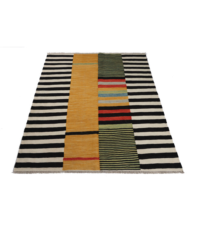 208x156 cm Handgewebter Moderner  Woll-Kelim-Teppich