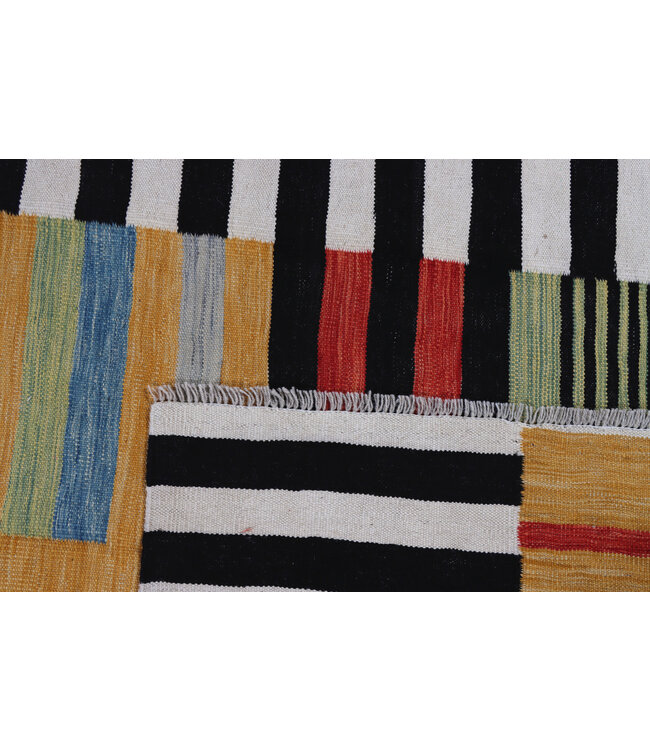 208x156 cm Handgewebter Moderner  Woll-Kelim-Teppich