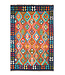 Kelimshop 196x132 cm Handgewebter Traditioneller Kelim Teppich Woll