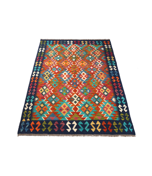 196x132 cm Handgewebter Traditioneller Kelim Teppich Woll