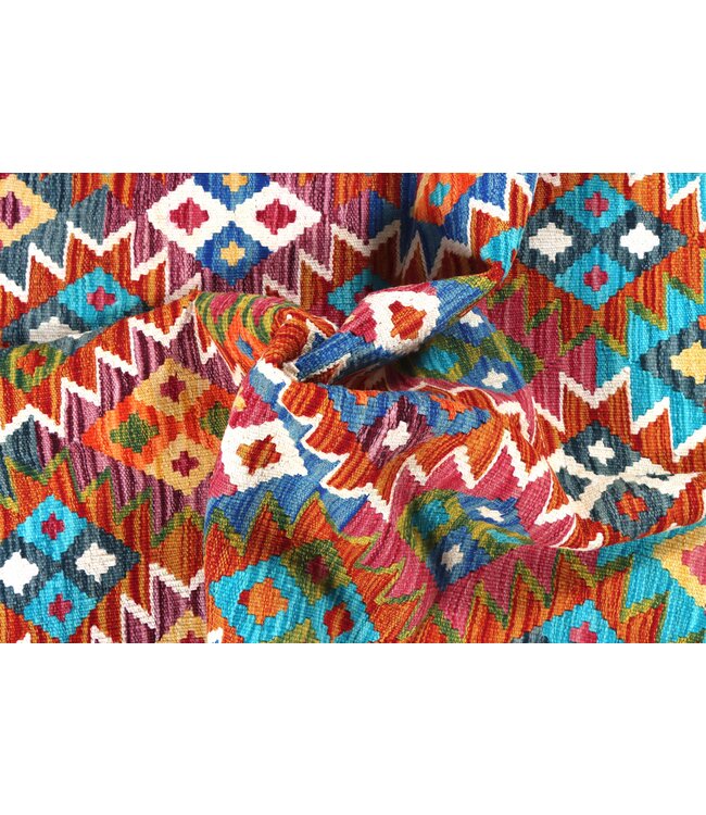 196x132 cm Handgewebter Traditioneller Kelim Teppich Woll