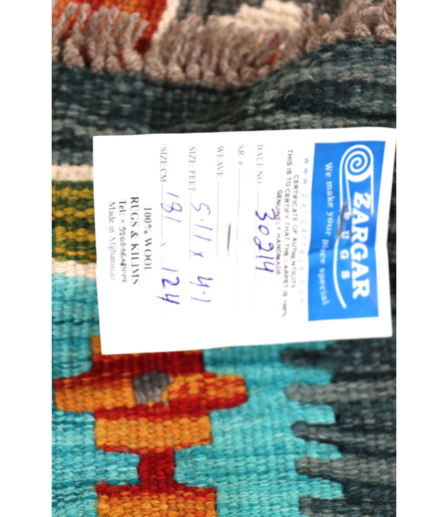 181x124 cm Handgeweven Traditionele Kelim Vloerkleed Wol Tapijt