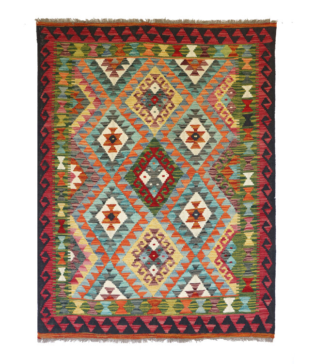164x127 cm Handwoven Traditional Kelim Area Rug Wool Carpet
