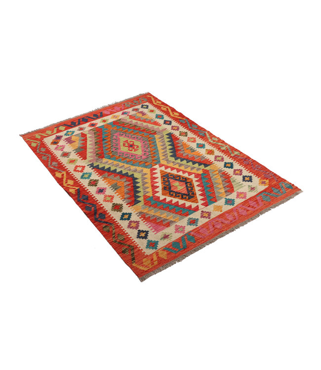 171x124 cm Handwoven Traditional Kelim Area Rug Wool Carpet
