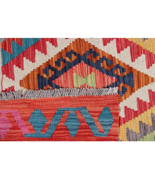 171x124 cm Handgeweven Traditionele Kelim Vloerkleed Wol Tapijt